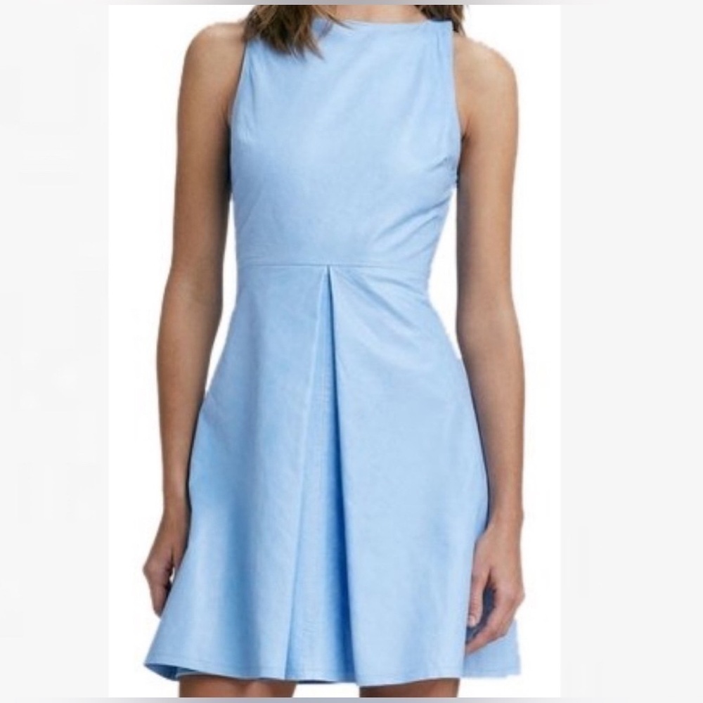 Alice & Olivia Light Blue Leather Cocktail Dress